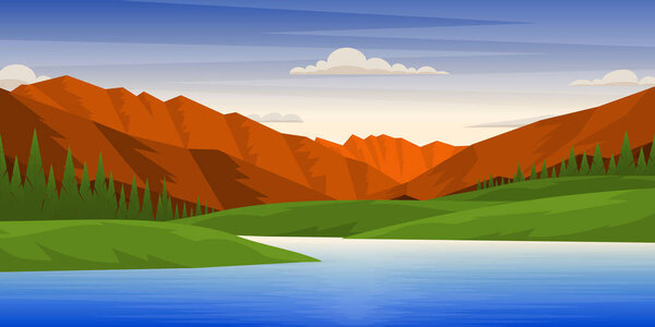 illustration of mountain landscape with river