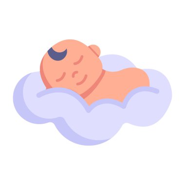 bebek bulutların üzerinde uyuyor, vektör çizimi