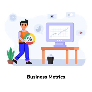 Dizüstü bilgisayarı olan bir iş adamı, vektör çizimi