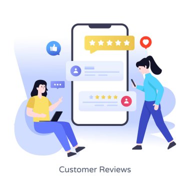 Online arama konsepti. Dizüstü bilgisayarı olan bir kadın ve sosyal ağ vektör illüstrasyonlu bir akıllı telefon.