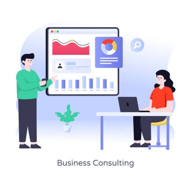 Dizüstü bilgisayar ve bilgisayar vektör illüstrasyonuyla çalışan iş adamları