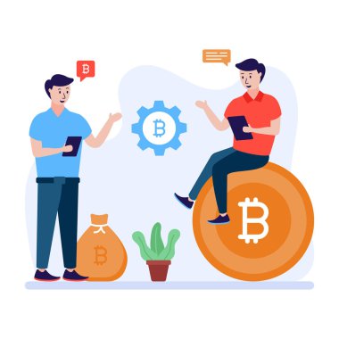 Şifreleme para birimi simgesi, bitcoin vektör illüstrasyonu