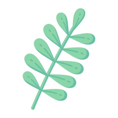 Yaprak simgesi. Yeşil bitki çizimi çizimi. beyaz arkaplanda izole