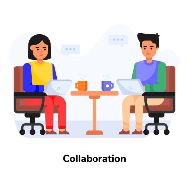 Ofiste çalışan iş adamları. düz tasarım vektör çizimi.