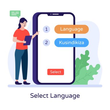 Akıllı telefon ve sosyal medya vektör illüstrasyonlu kadın
