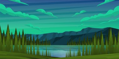 Nehirli dağ manzarasının çizimi