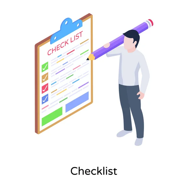 Plat Ontwerp Illustratie Van Een Klembord Met Een Checklist — Stockvector