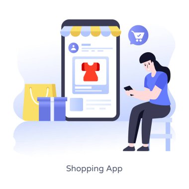 İnternetten alışveriş. düz dizayn. vektör illüstrasyonu