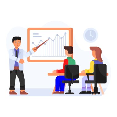 Ofiste çalışan iş adamları. vektör illüstrasyonu