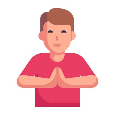 Kolları çapraz vektör illüstrasyonlu genç adam