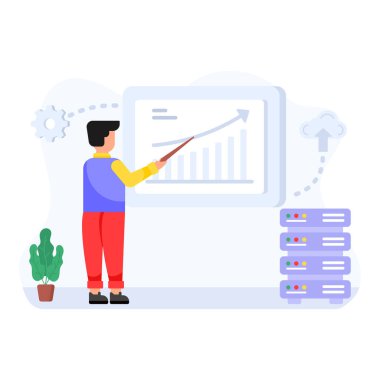 Dizüstü bilgisayarı ve akıllı telefonu olan bir iş adamının vektör çizimi