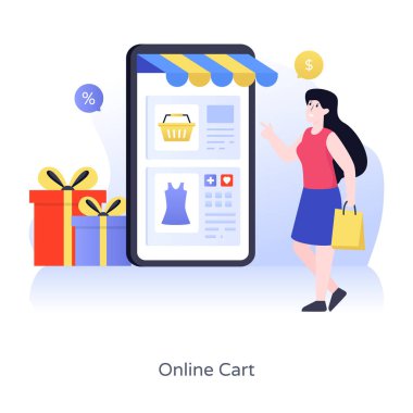 İnternetten alışveriş. düz dizayn. vektör illüstrasyonu