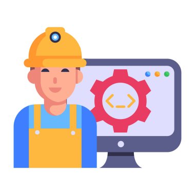 İngiliz anahtarı ve tornavida vektör illüstrasyon tasarımlı işçi