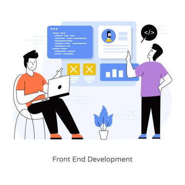 Ofiste çalışan iş adamları. vektör illüstrasyonu