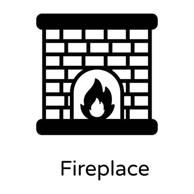 Şömine. Web simgesi basit illüstrasyon