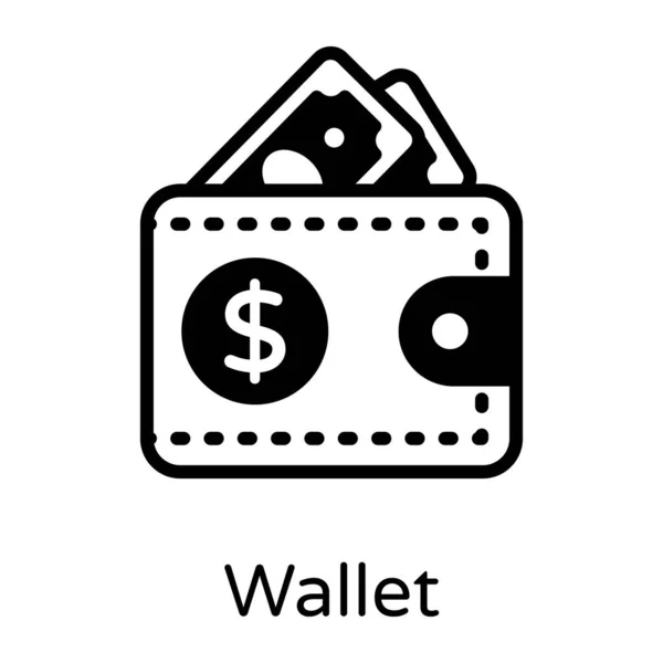 Portefeuille Avec Icône Vecteur Trésorerie Dollar — Image vectorielle