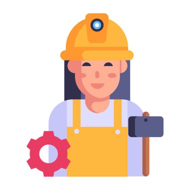 Miğferi ve anahtar vektör çizimi olan işçiler