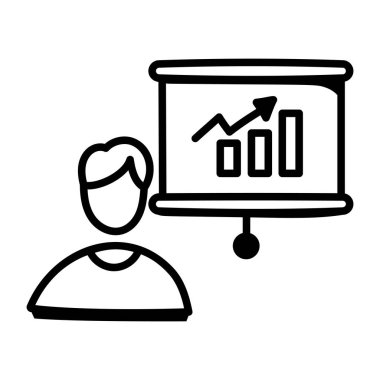 İş sunum simgesi vektör illüstrasyonu