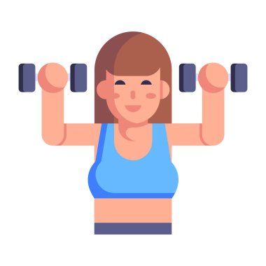 Dambıl ikonu olan kadın, vektör illüstrasyon tasarımı