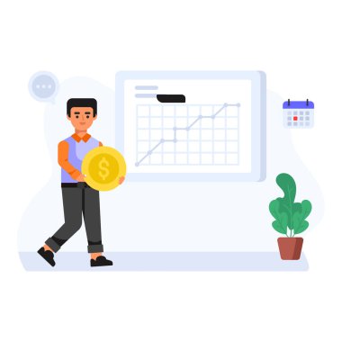 Finansal yönetim kavramının düz tasarım illüstrasyonu