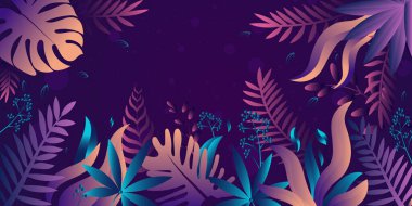 Parlak çiçekler ve yapraklarla soyut çiçek arkaplanı. vektör illüstrasyonu