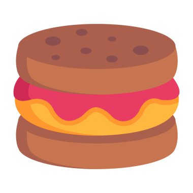 Lezzetli hamburger ikonu, renkli vektör çizimi