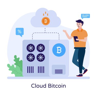 Bulut Bitcoin simgesi. vektör 