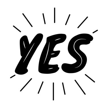 Evet diye el çizimi karalama. vektör illüstrasyonu.