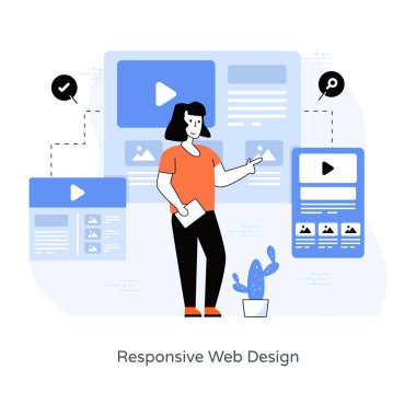 Akıllı telefonu ve dizüstü bilgisayarı olan genç adam vektör çizimi tasarımı