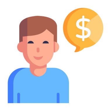 Dolar işareti simgesi vektör illüstrasyon tasarımı olan adam