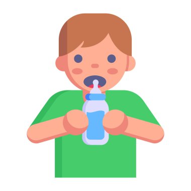 Su şişesi olan çocuk, vektör çizimi tasarımı.