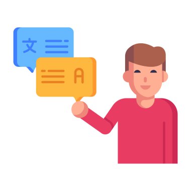 Konuşma baloncukları olan adam vektör illüstrasyon tasarımı