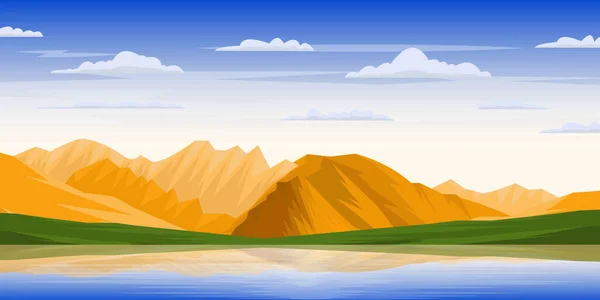 Illustration Der Schönen Berglandschaft Mit See — Stockvektor