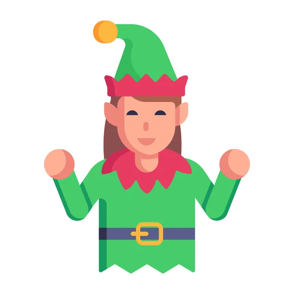 Elf Mit Weihnachtshut Vektor Illustration Design — Stockvektor