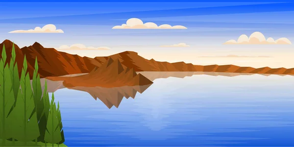 beautiful landscape with lake in mountains, vector illustration