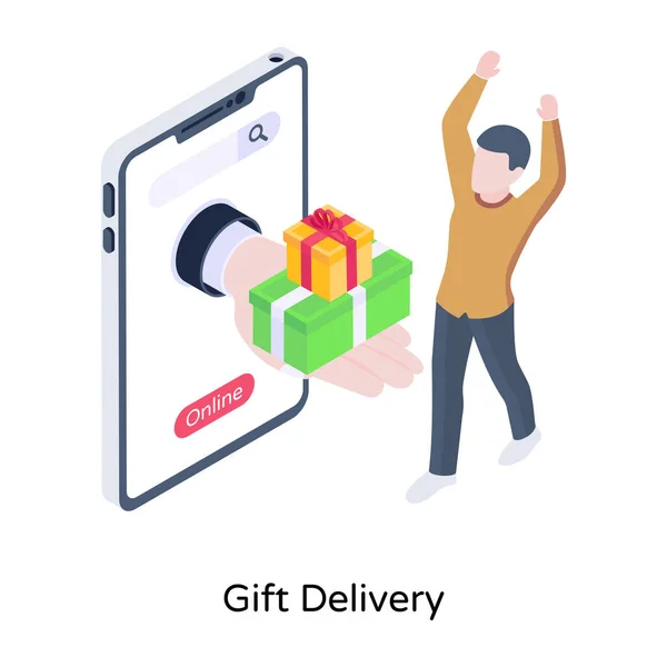Mobile Phone Gift Box Smartphone Vector Illustration — Stock Vector