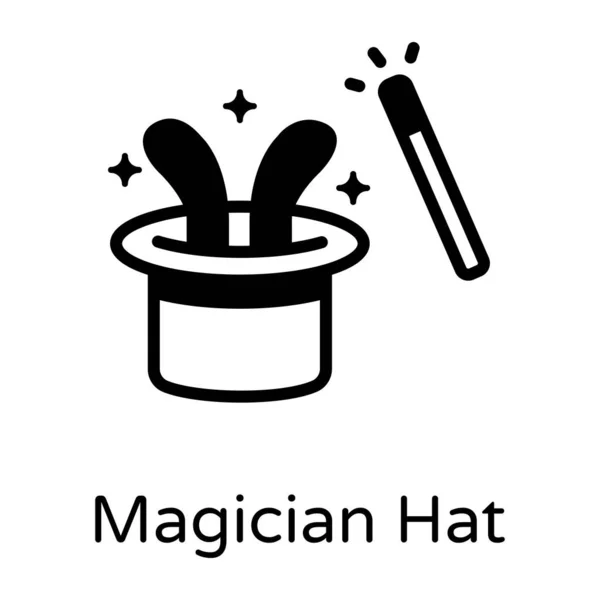 Chapeau Magicien Magicien Baguette, Vecteur Icône Isolé Sur Fond