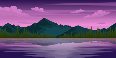 Göl ve dağların vektör çizimi