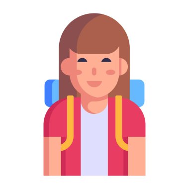 Sırt çantalı kız, vektör illüstrasyon tasarımı