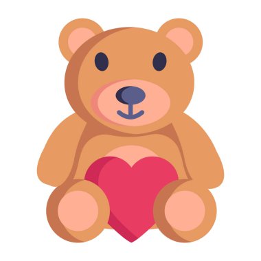 Kalp ikonu vektör çizimine sahip oyuncak ayı.