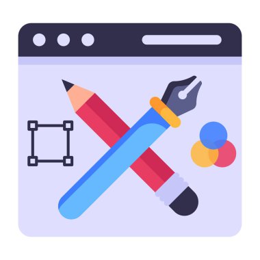 Kalem ve cetvel simgesi. düz dizayn