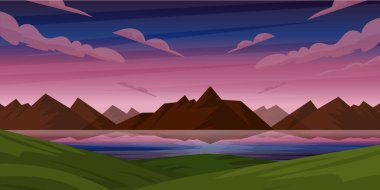 Nehirli dağ manzarasının çizimi