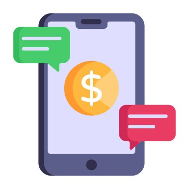 sohbet baloncukları vektör illüstrasyonlu cep telefonu