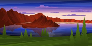 Nehirli dağ manzarasının çizimi