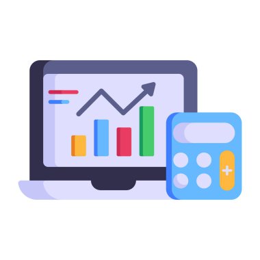 grafik ve istatistik vektör illüstrasyon tasarımlı dizüstü bilgisayar