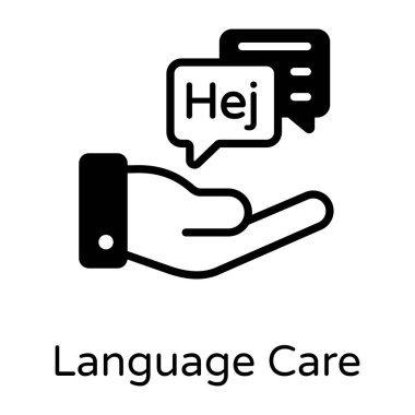 Sohbet kabarcığı vektör simgesi ile el ele tutuşan cep telefonu