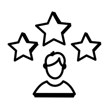 Yıldız ikonu olan bir adam. Web için yıldız vektör simgelerinin özet çizimi