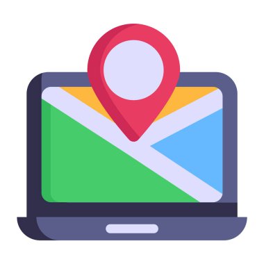 Konumu ve dizüstü bilgisayarı olan akıllı telefon vektör çizimi tasarımı