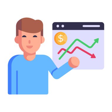 Akıllı telefon ve para vektör çizimine sahip bir adam