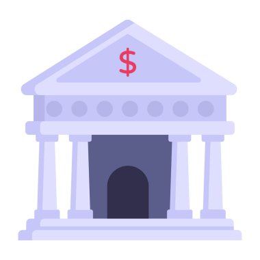 Banka binası simgesi, vektör illüstrasyonu